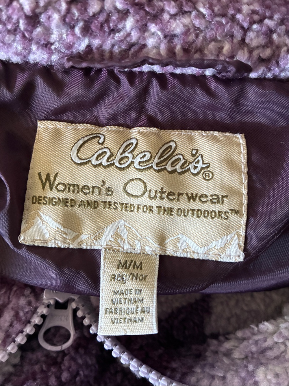 Vintage Cabela's Purple Aztec Southwest Geometric Fleece Teddy Coat Sz M - Picture 5 of 7